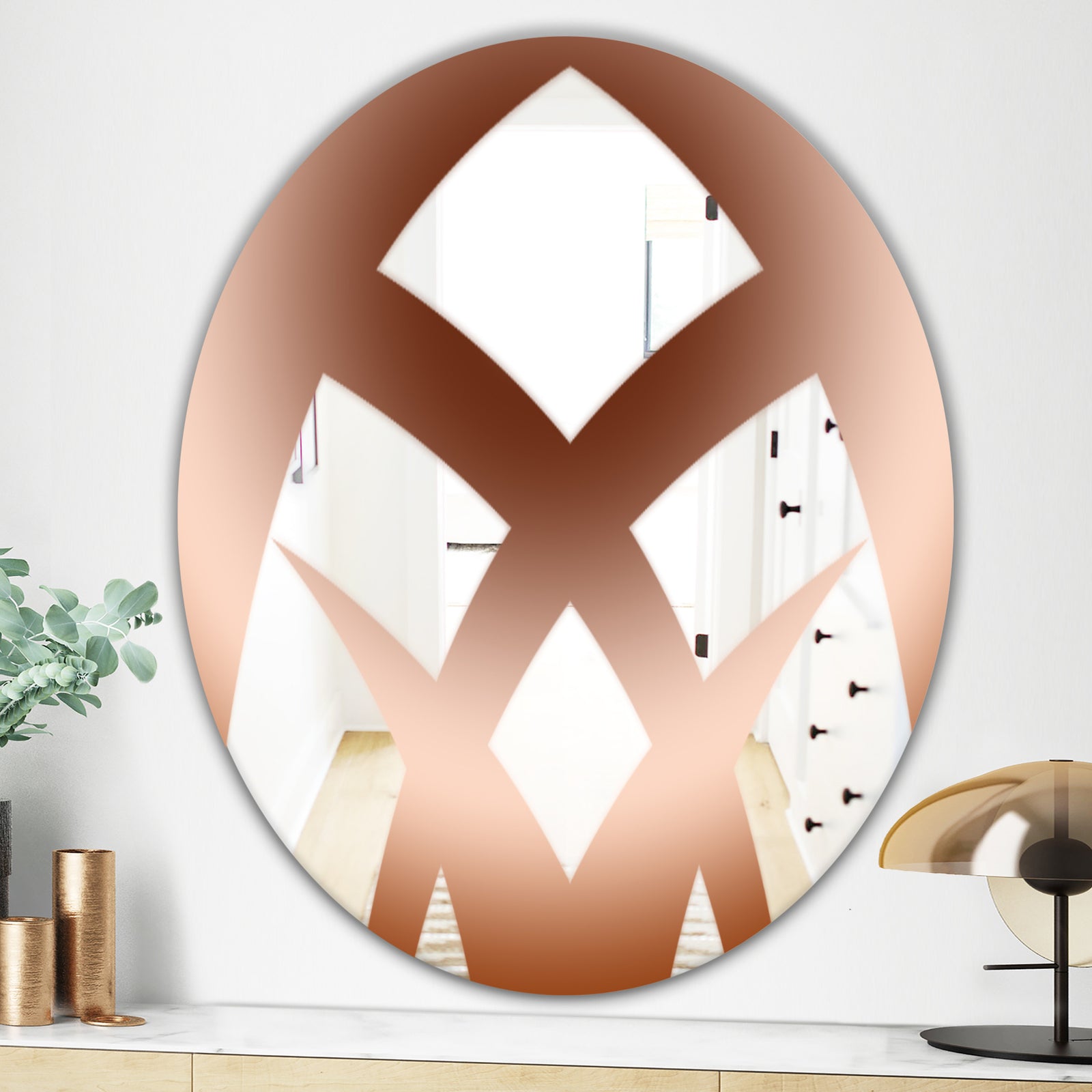 Rose Gold Geo - Glam Mirror - Oval or Round Wall Mirror