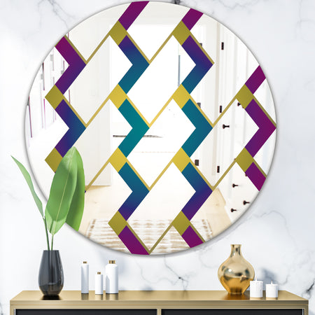 Purple Tiles II - Mid-Century Mirror - Round Wall Mirror