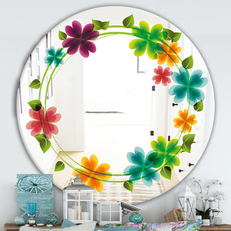 Flowers With Heart Petals - Cabin and Lodge Mirror - Oval or Round Wall Mirror