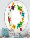 Flowers With Heart Petals - Cabin and Lodge Mirror - Oval or Round Wall Mirror