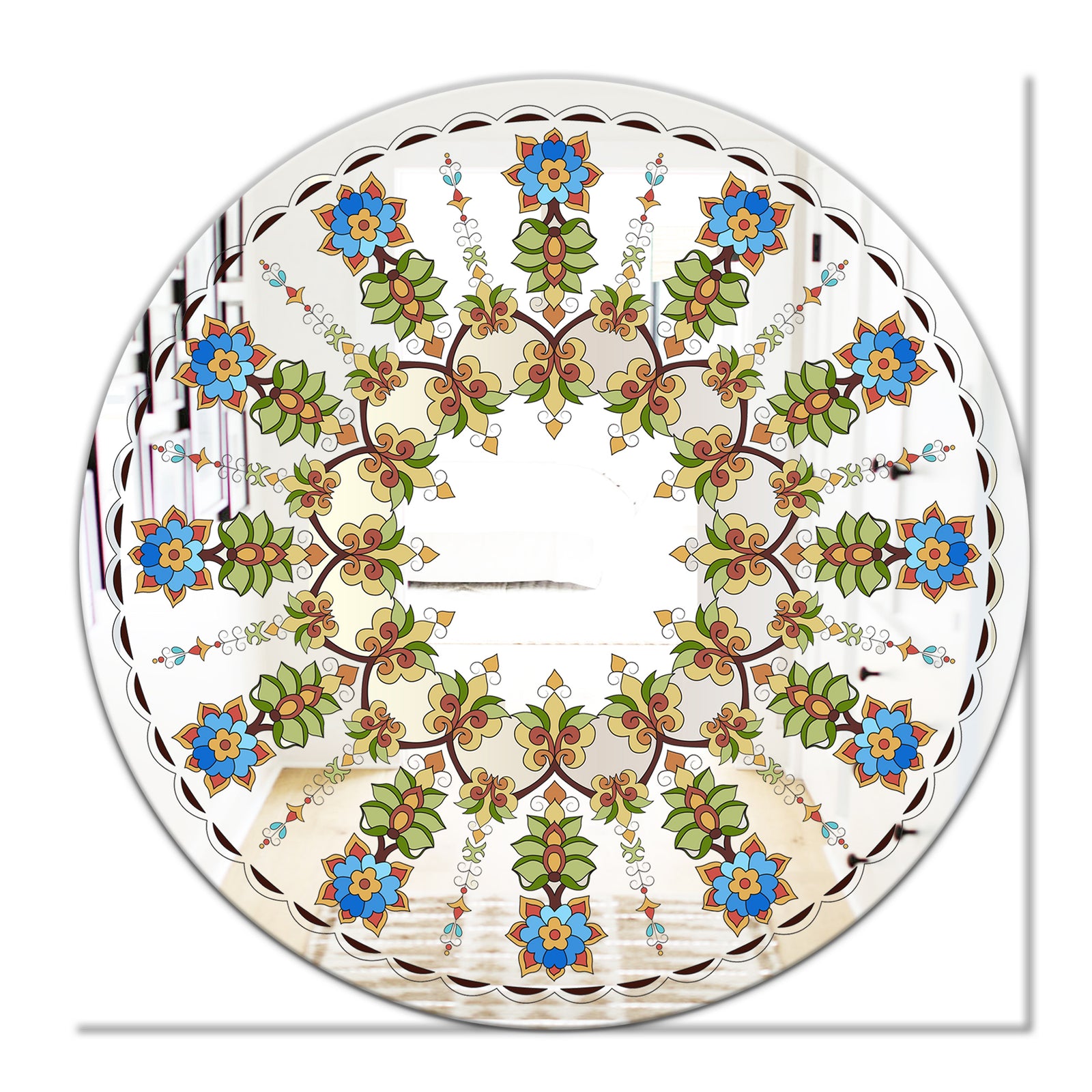 Tiny Flower Pattern - Cabin and Lodge Mirror - Oval or Round Wall Mirror