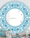 Blue Traditional Flower Pattern - Cabin and Lodge Mirror - Oval or Round Wall Mirror