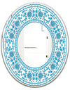 Blue Traditional Flower Pattern - Cabin and Lodge Mirror - Oval or Round Wall Mirror