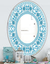 Blue Traditional Flower Pattern - Cabin and Lodge Mirror - Oval or Round Wall Mirror