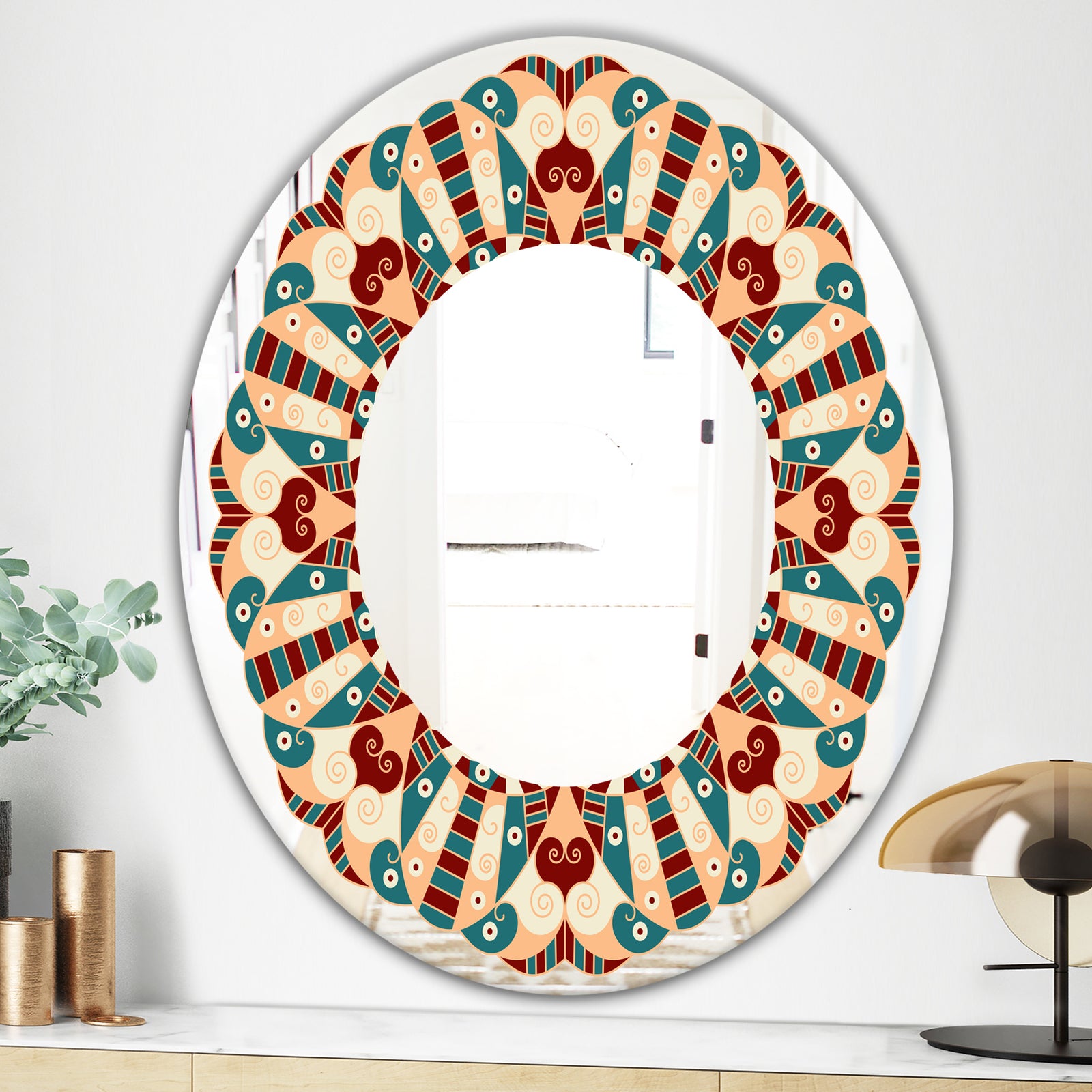 Eye See You Pattern - Mid-Century Mirror - Oval or Round Wall Mirror