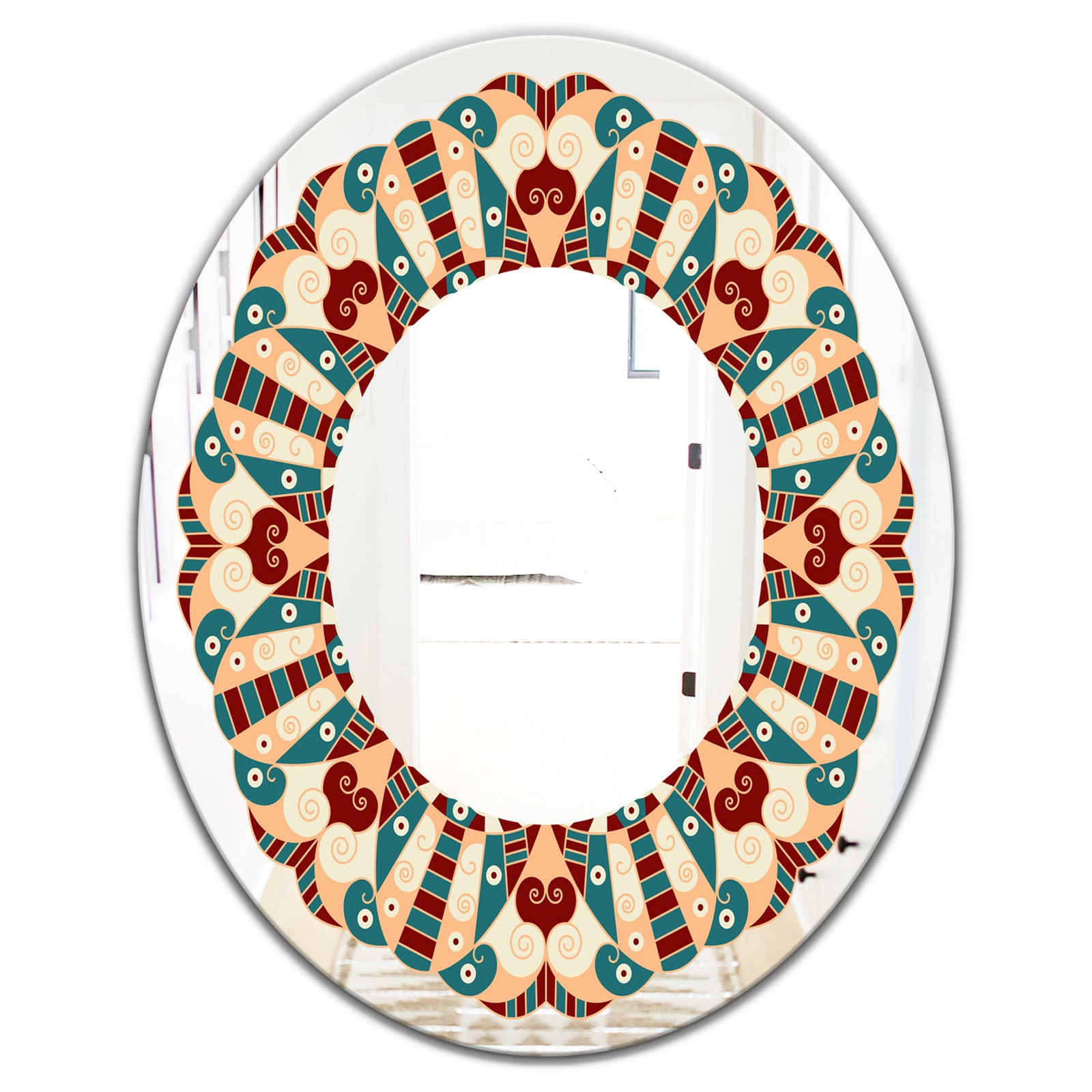 Eye See You Pattern - Mid-Century Mirror - Oval or Round Wall Mirror