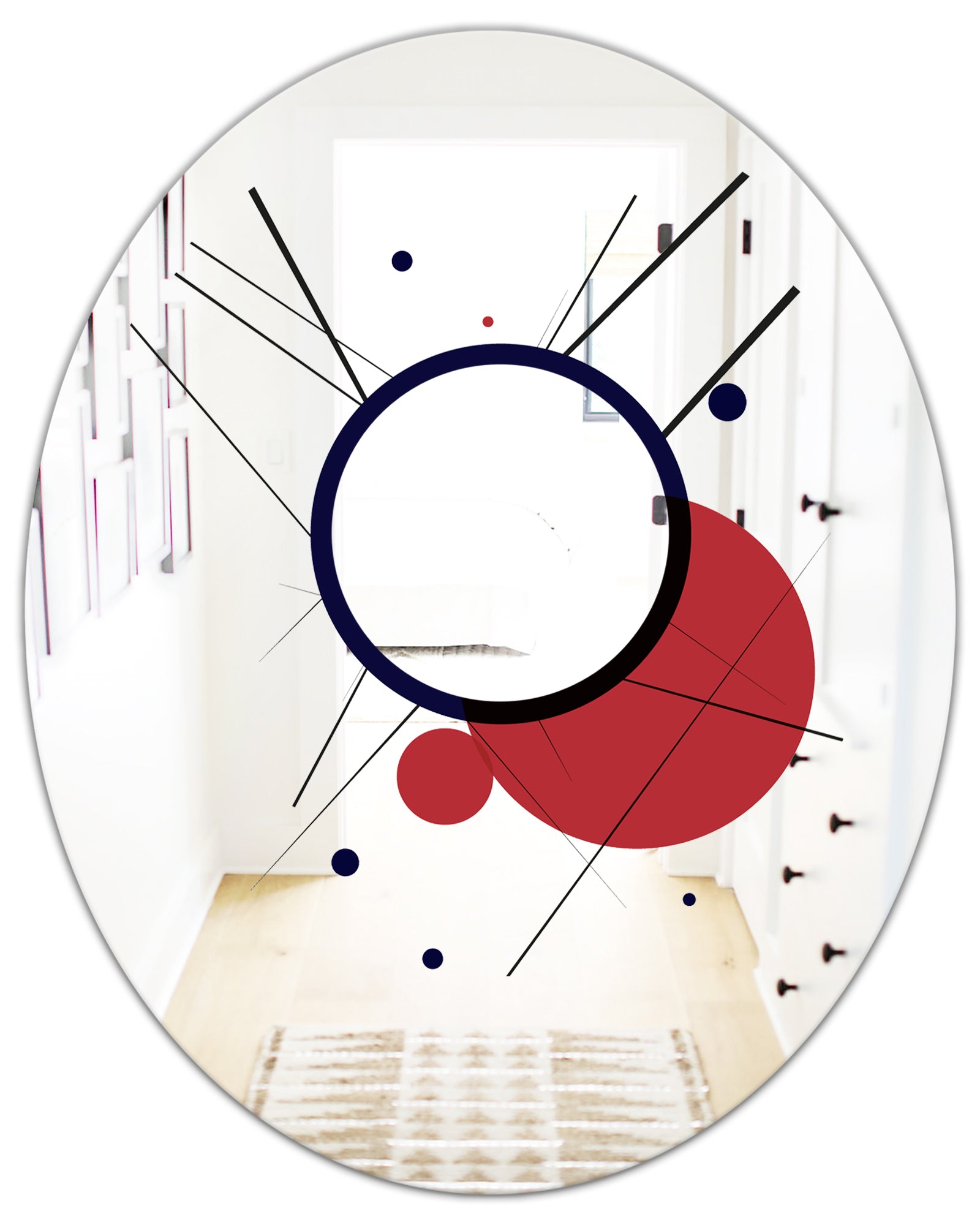 Circular Web 2 - Mid-Century Modern Mirror - Oval or Round Wall Mirror