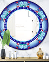 Royal Blue Flowers and Zigzags - Mid-Century Mirror - Oval or Round Wall Mirror