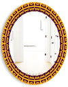 Brown and Yellow Pattern - Mid-Century Mirror - Oval or Round Wall Mirror