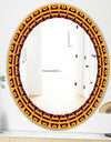 Brown and Yellow Pattern - Mid-Century Mirror - Oval or Round Wall Mirror