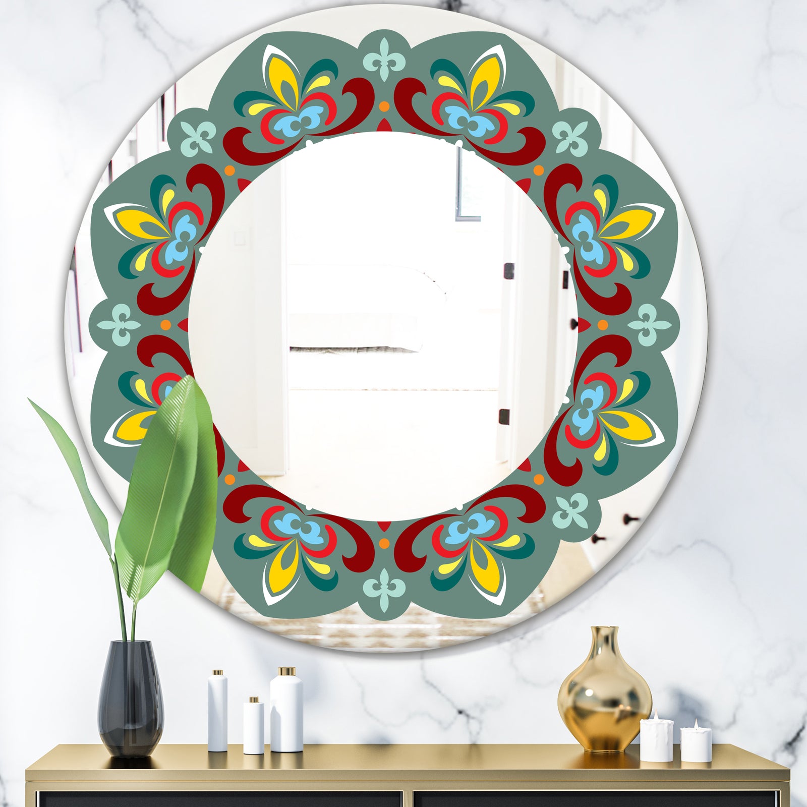 Fleur De Lis - Mid-Century Mirror - Oval or Round Wall Mirror