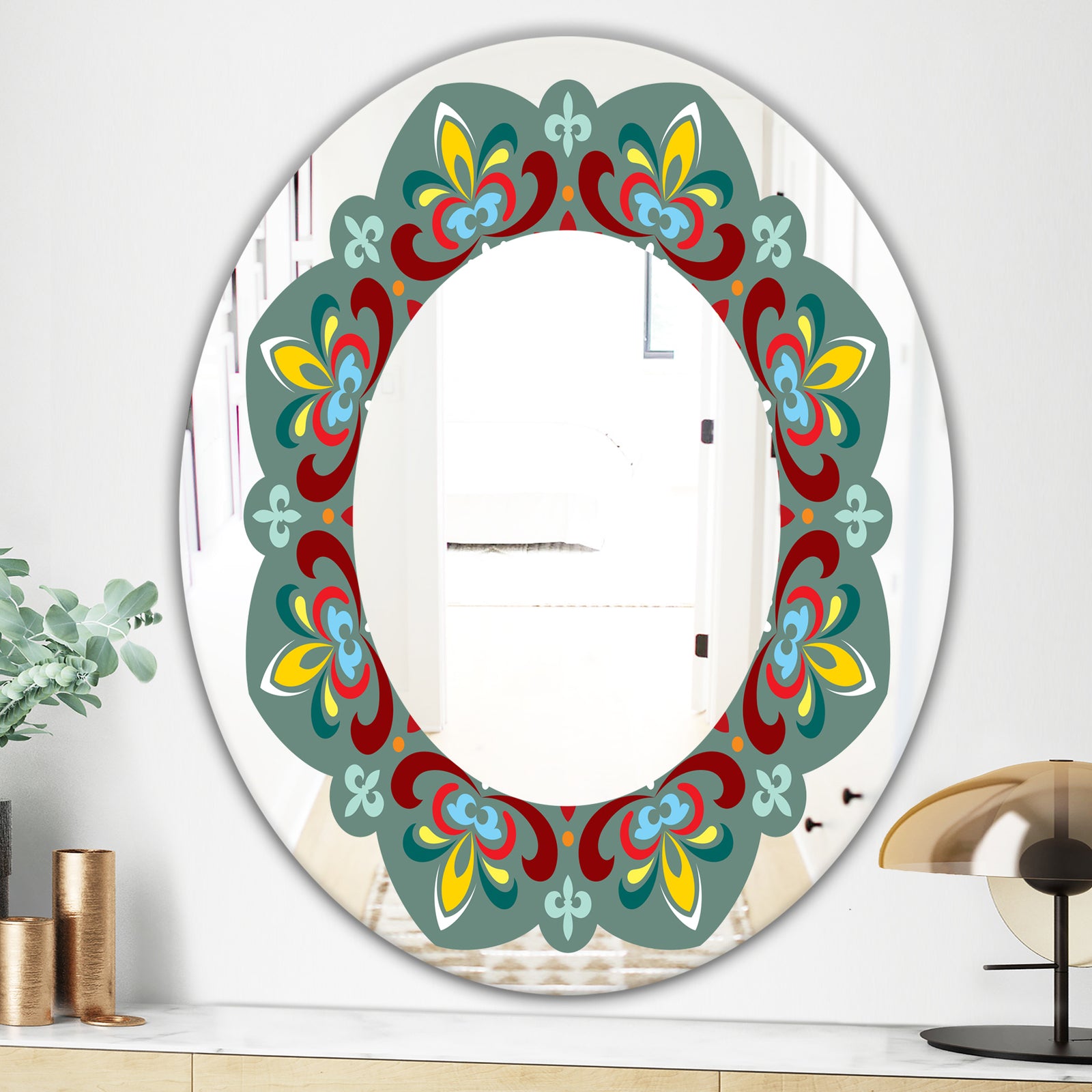 Fleur De Lis - Mid-Century Mirror - Oval or Round Wall Mirror