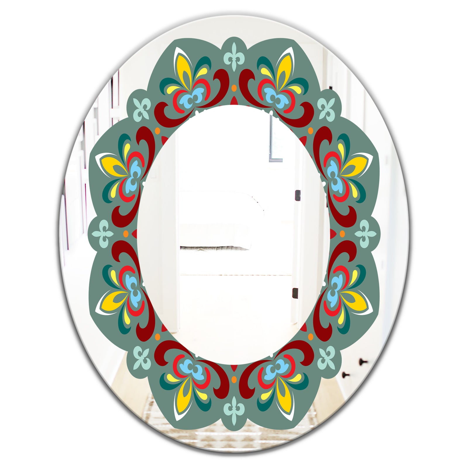 Fleur De Lis - Mid-Century Mirror - Oval or Round Wall Mirror