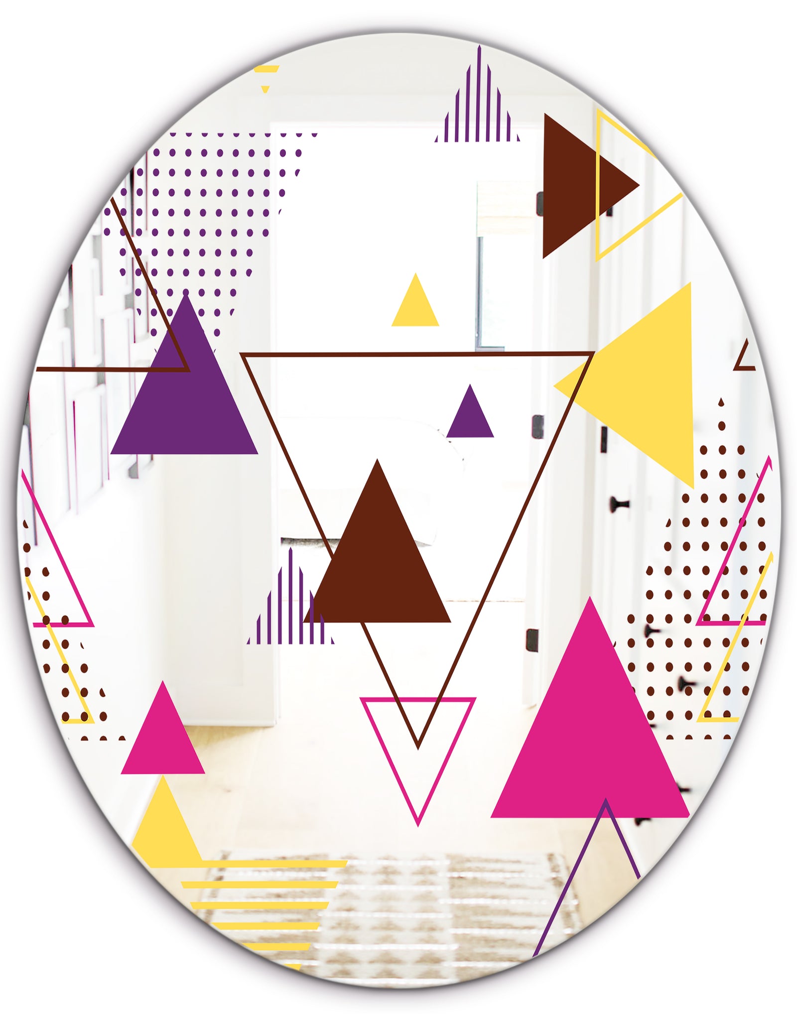 Triangular Spacy Spheres 2 - Mid-Century Mirror - Oval or Round Wall Mirror
