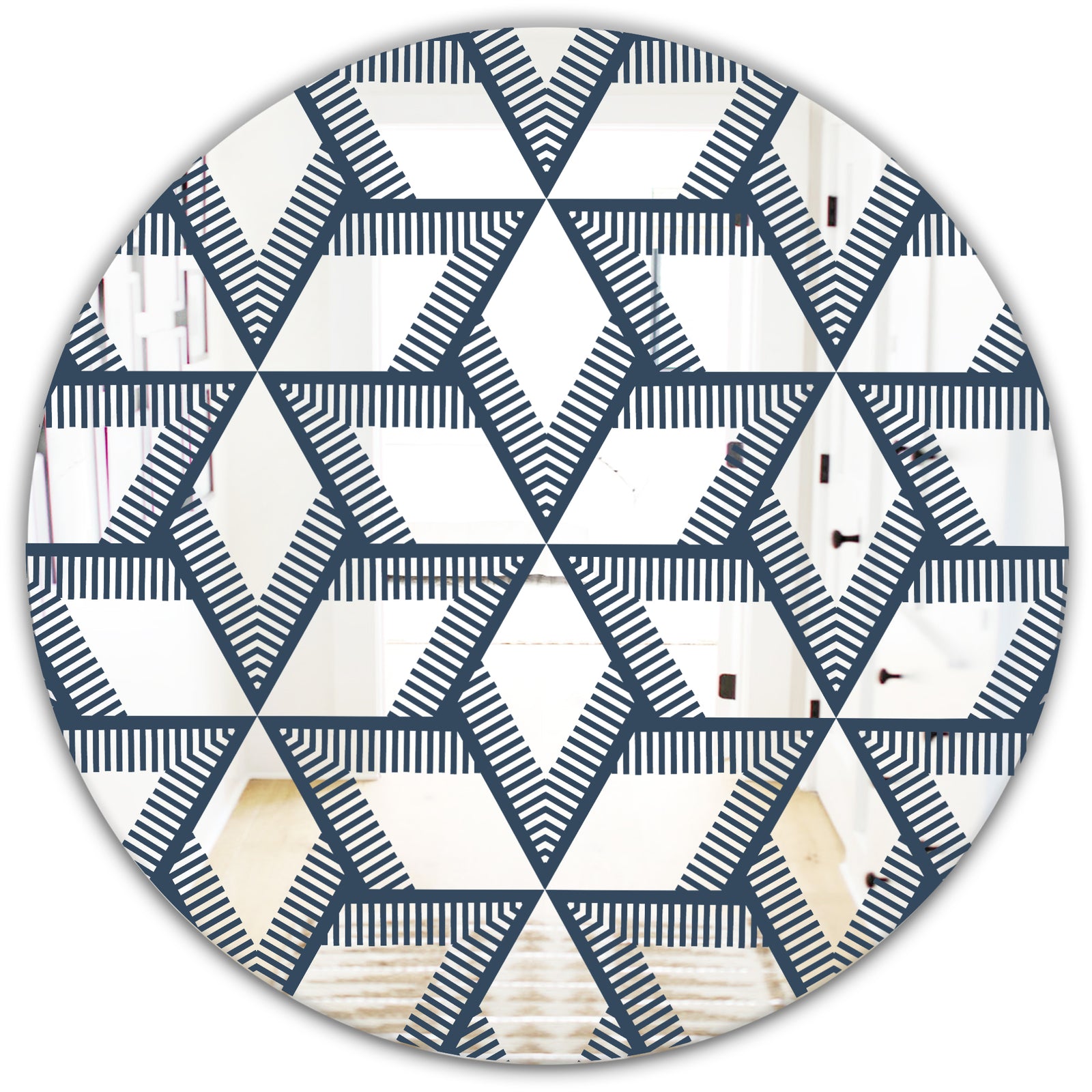 Rhombus Pattern - Mid-Century Mirror - Oval or Round Wall Mirror