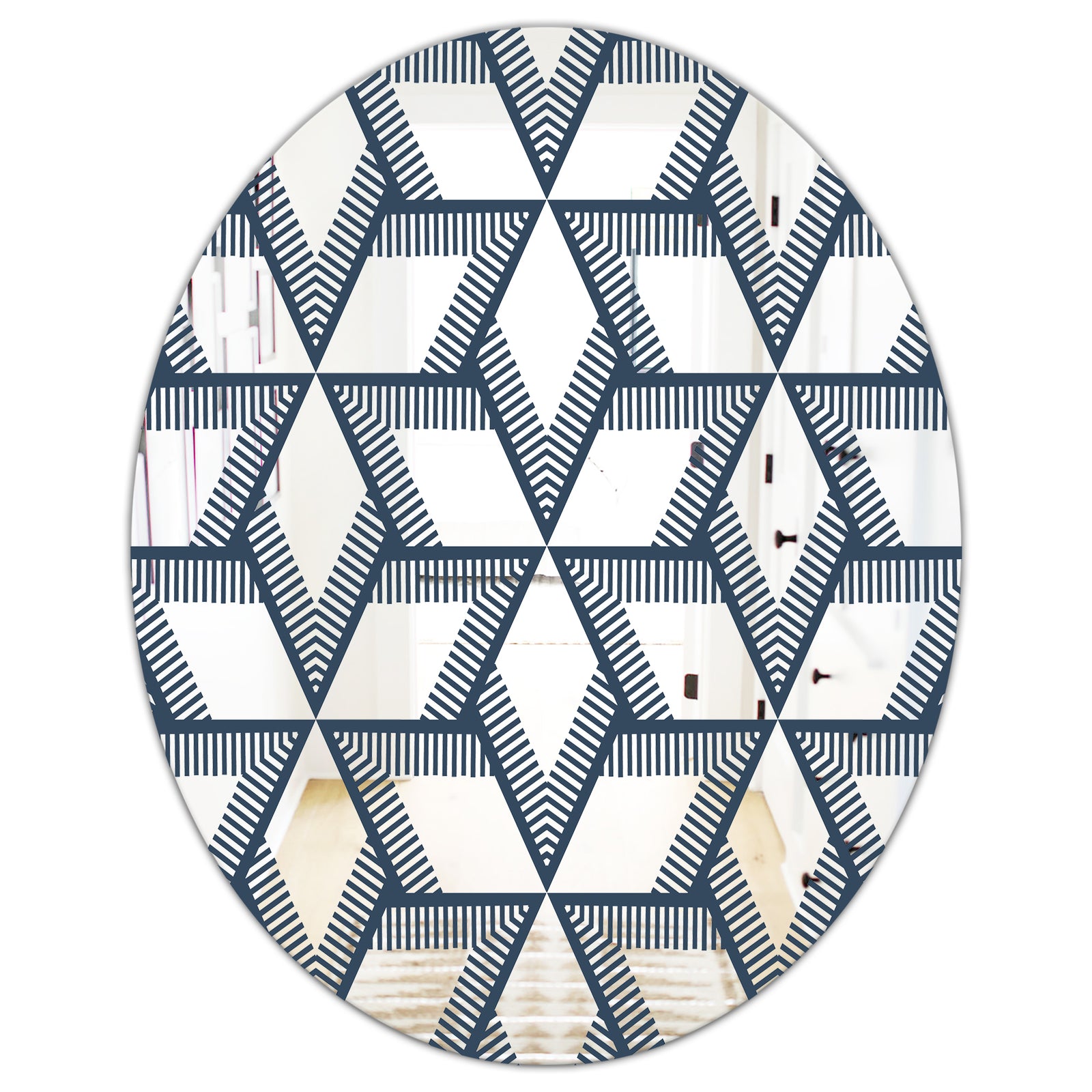 Rhombus Pattern - Mid-Century Mirror - Oval or Round Wall Mirror