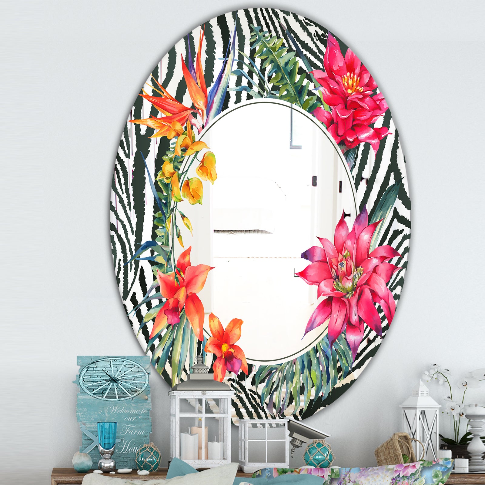 Leopard 3 - Cabin and Lodge Mirror - Oval or Round Wall Mirror