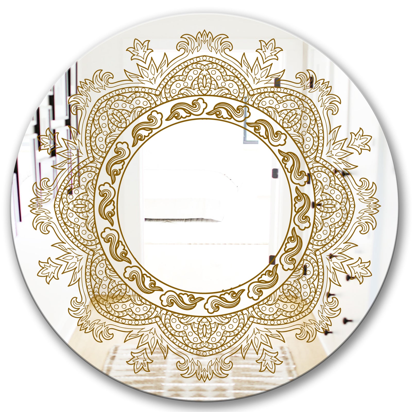 Brown Mandala - Glam Mirror - Oval or Round Accent or Vanity Mirror