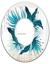 Blue Tropical Leaves - Traditional Mirror - Oval or Round Wall Mirror