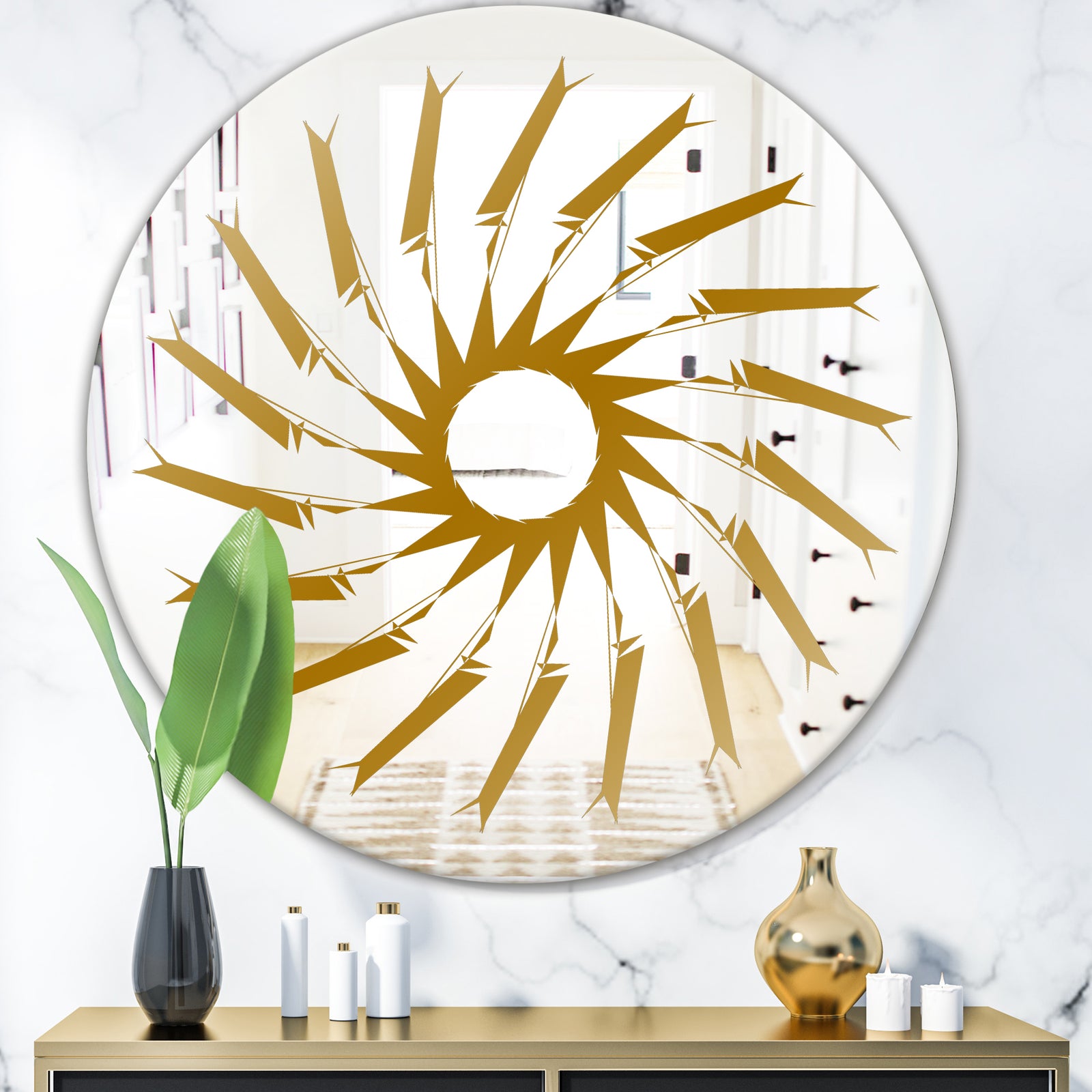 Gold Sunburst I - Glam Mirror - Oval or Round Wall Mirror