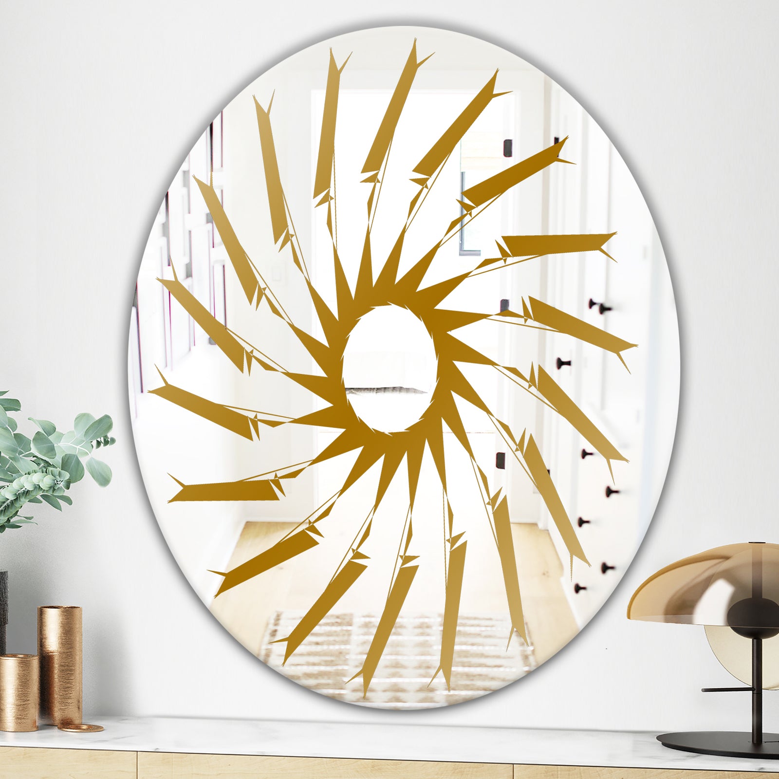 Gold Sunburst I - Glam Mirror - Oval or Round Wall Mirror