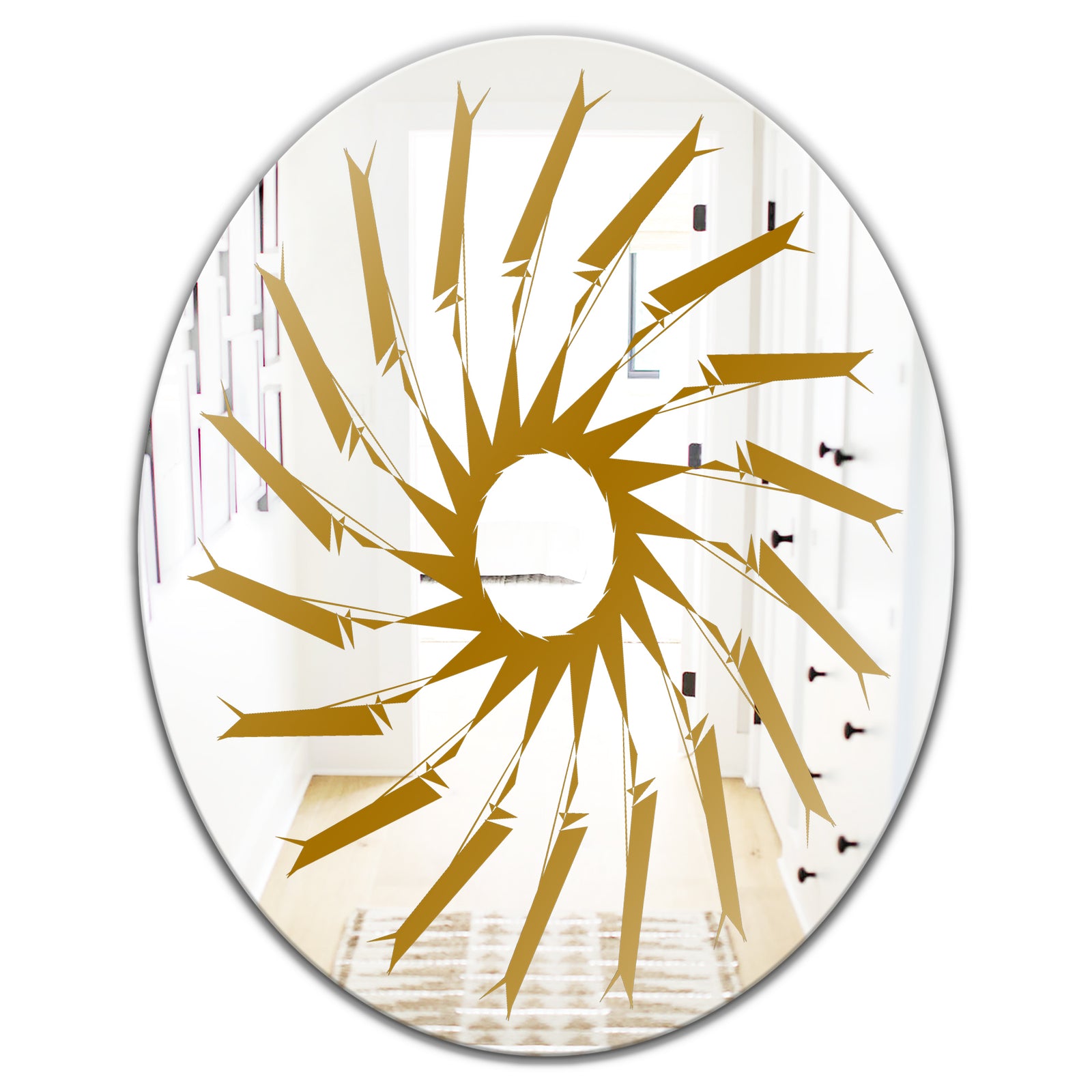 Gold Sunburst I - Glam Mirror - Oval or Round Wall Mirror