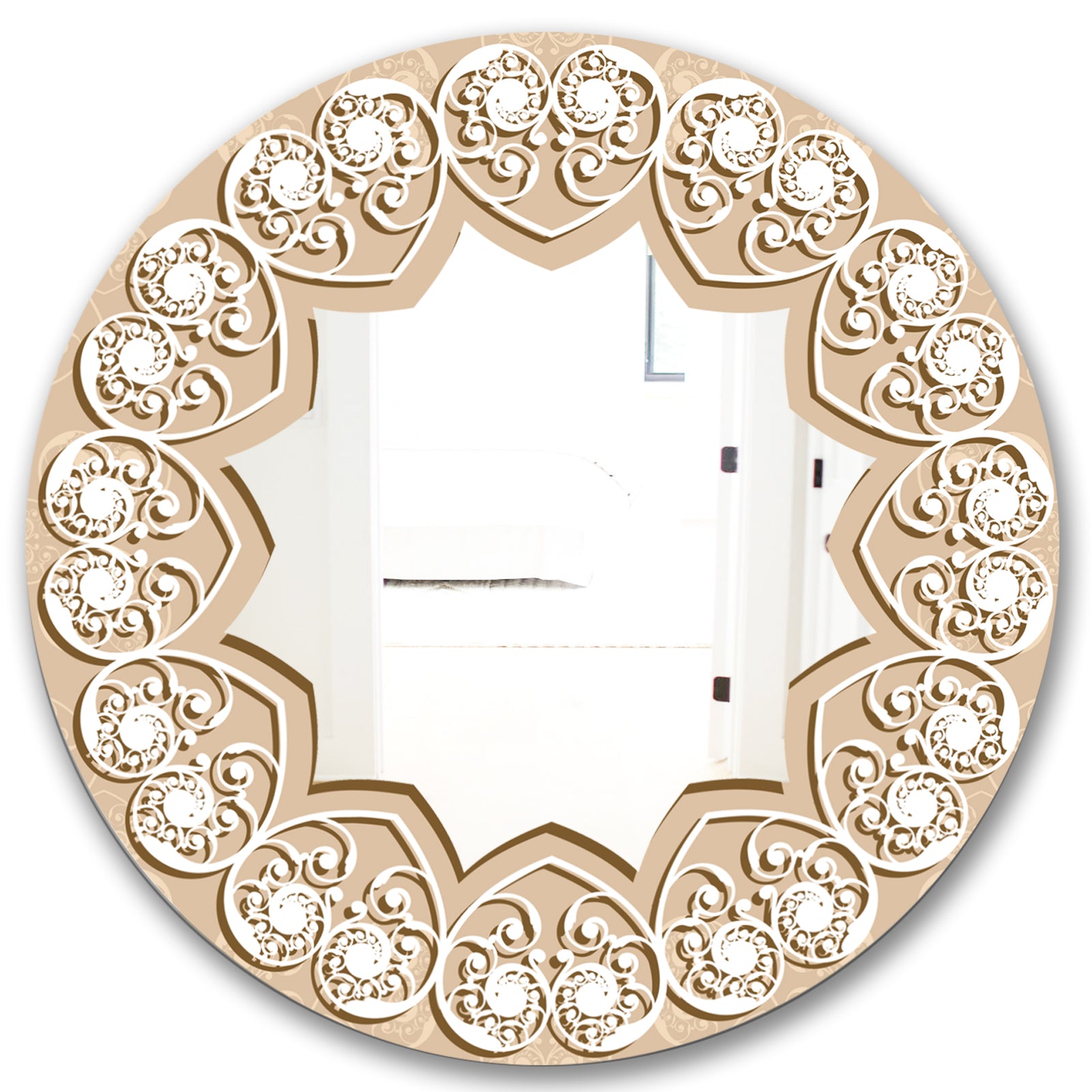 Baby Pink and White Hearts - Glam Mirror - Oval or Round Wall Mirror