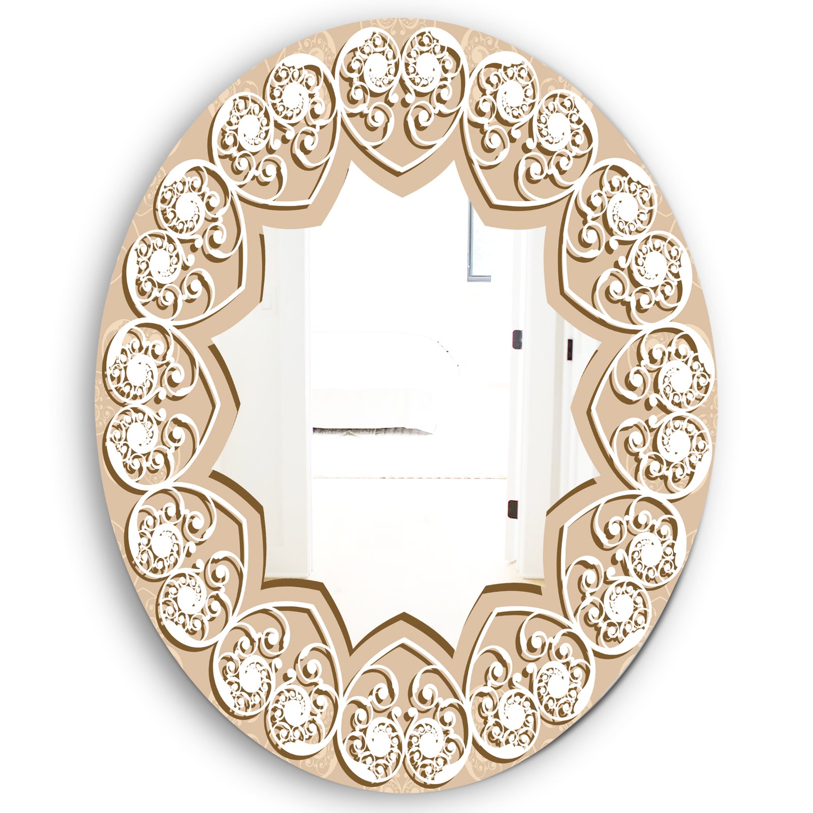 Baby Pink and White Hearts - Glam Mirror - Oval or Round Wall Mirror