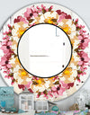 Beige and Purple Flowers - Cabin and Lodge Mirror - Oval or Round Wall Mirror