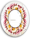 Beige and Purple Flowers - Cabin and Lodge Mirror - Oval or Round Wall Mirror