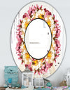 Beige and Purple Flowers - Cabin and Lodge Mirror - Oval or Round Wall Mirror