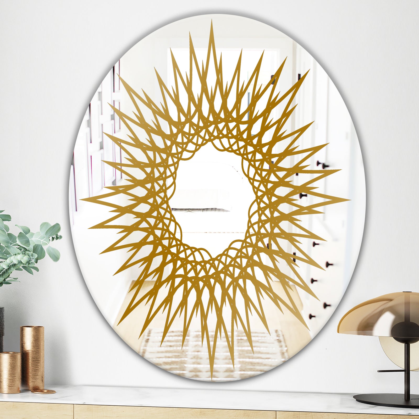 Gold Geometric Series - Glam Mirror - Oval or Round Wall Mirror