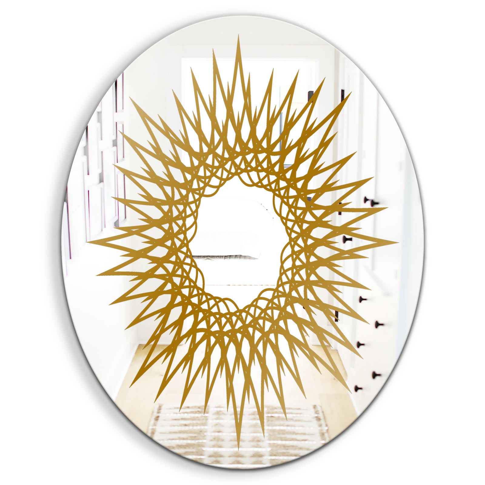 Gold Geometric Series - Glam Mirror - Oval or Round Wall Mirror