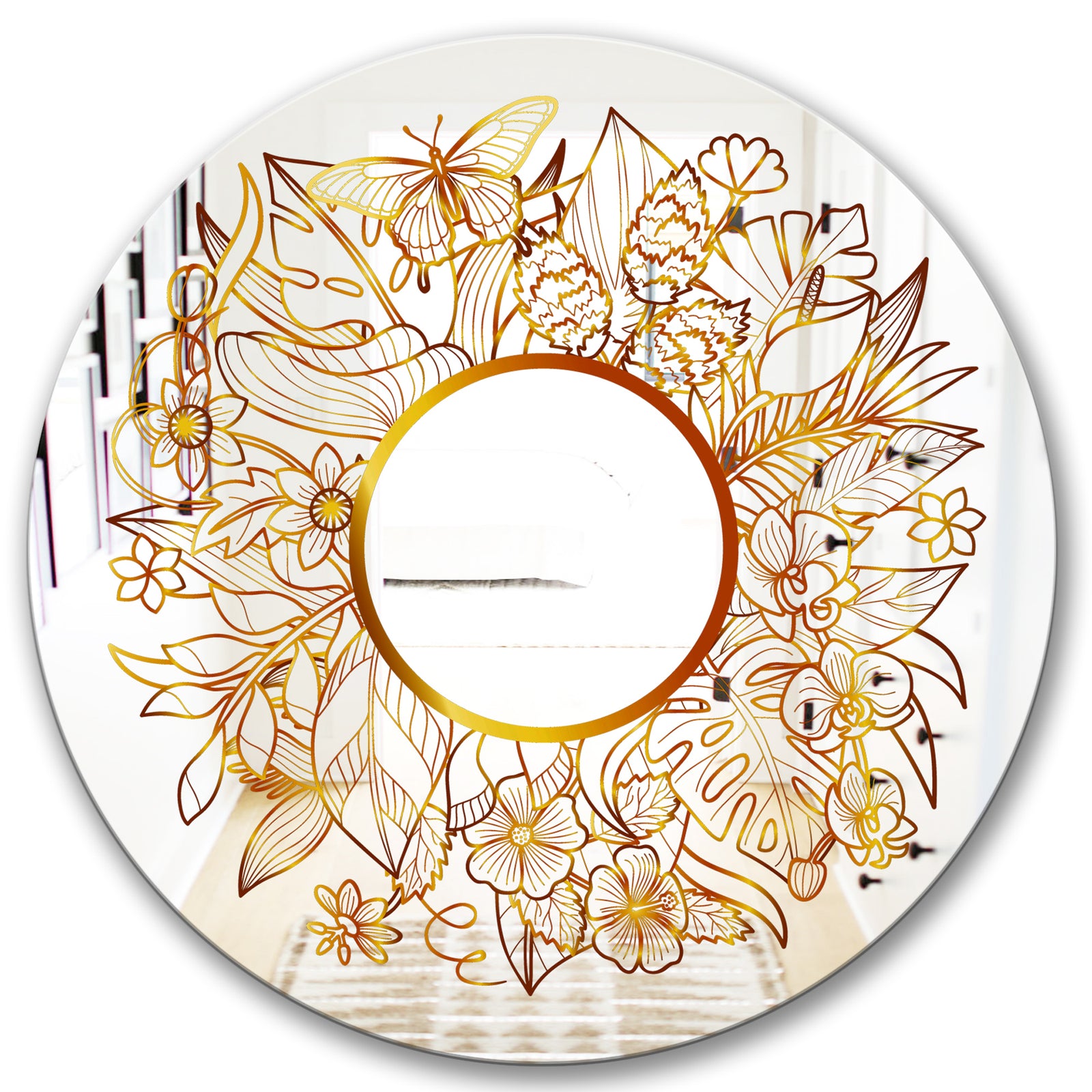 Tropical Gold Composition 3 - Glam Mirror - Oval or Round Decorative Mirror