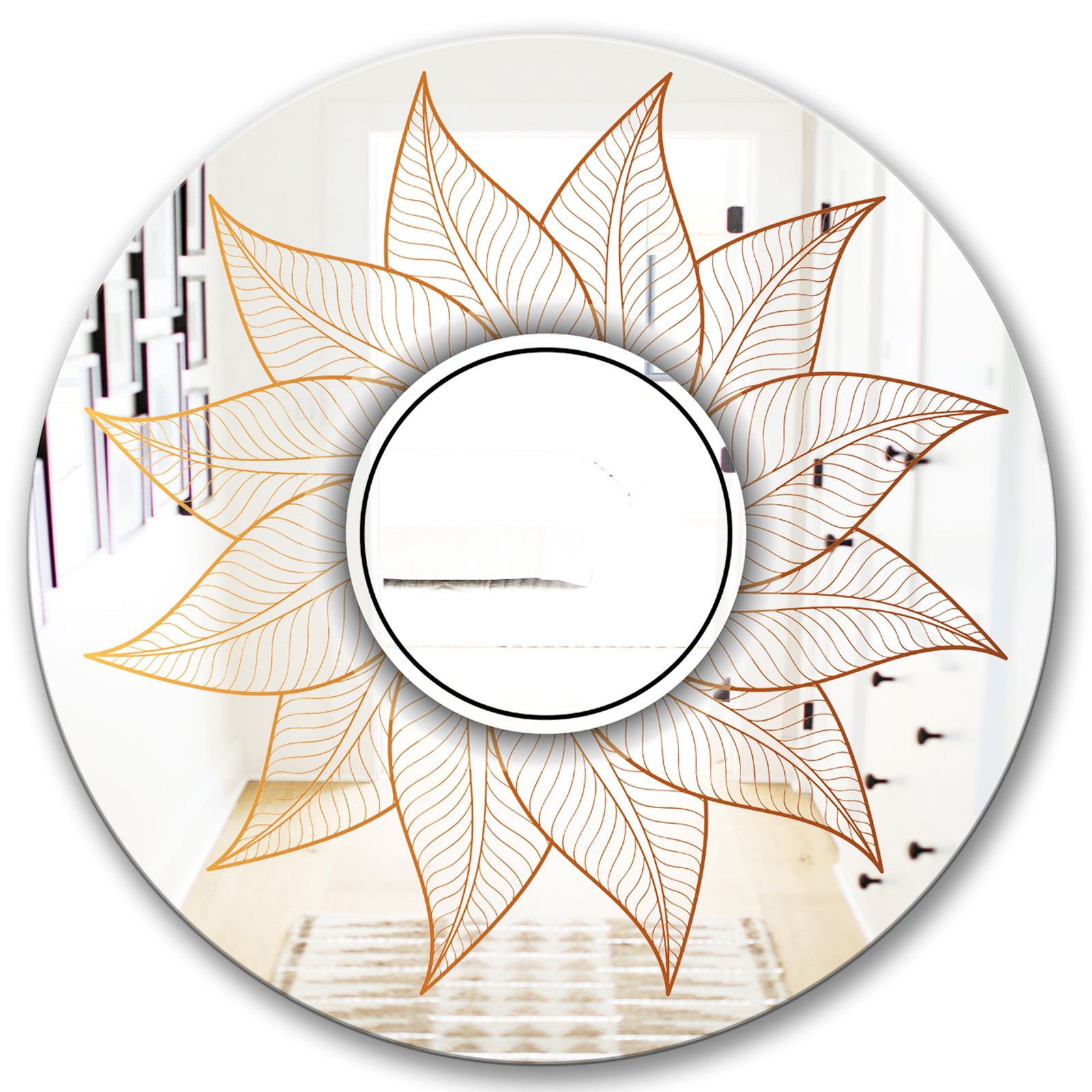 Plant Flare With Mandala - Glam Mirror - Oval or Round Wall Mirror