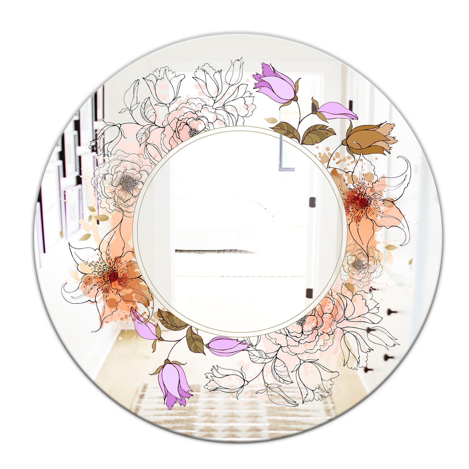 Sale With Flowers - Farmhouse Mirror - Oval or Round Wall Mirror