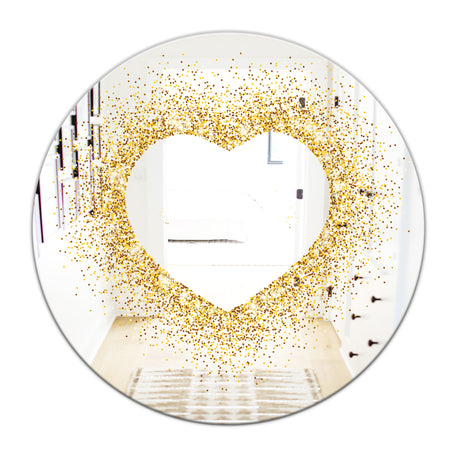 Golden Glitter Heart - Glam Mirror - Oval or Round Accent or Vanity Mirror