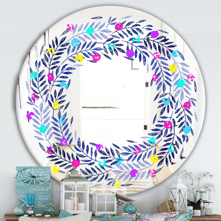 Colorful Leaves - Farmhouse Mirror - Oval or Round Vanity Mirror