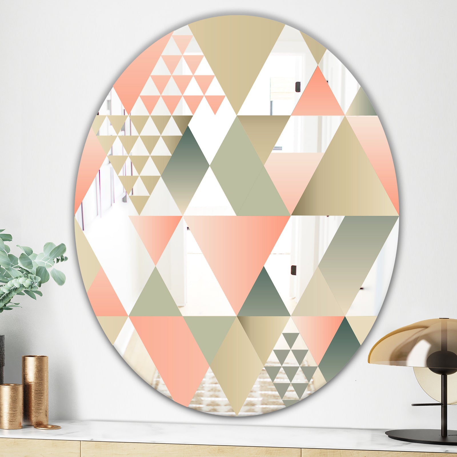 Tropical Mood Pink 1 - Mid-Century Mirror - Oval or Round Wall Mirror