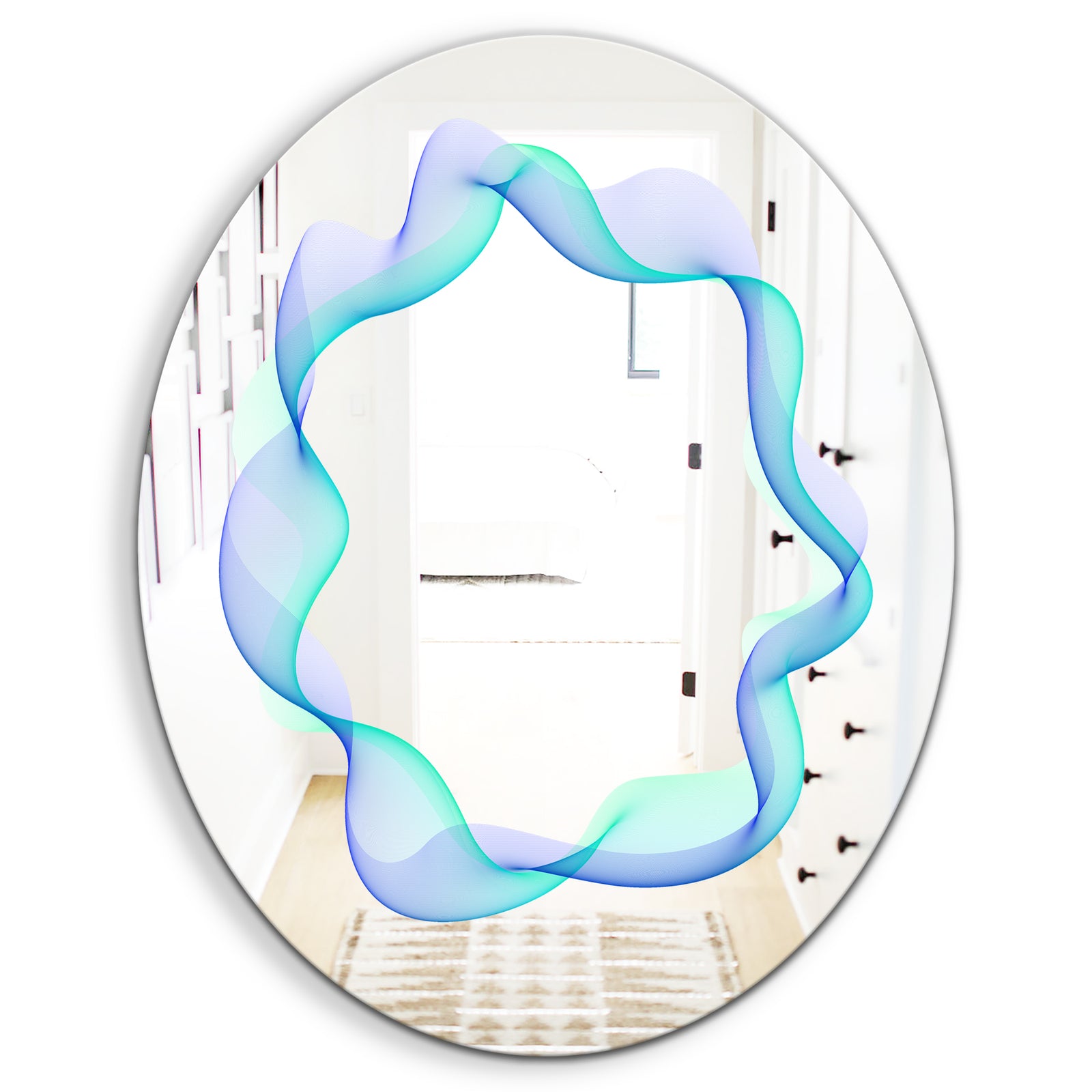 Blue Smoke Haze - Modern Mirror - Contemporary Oval or Round Wall Mirror