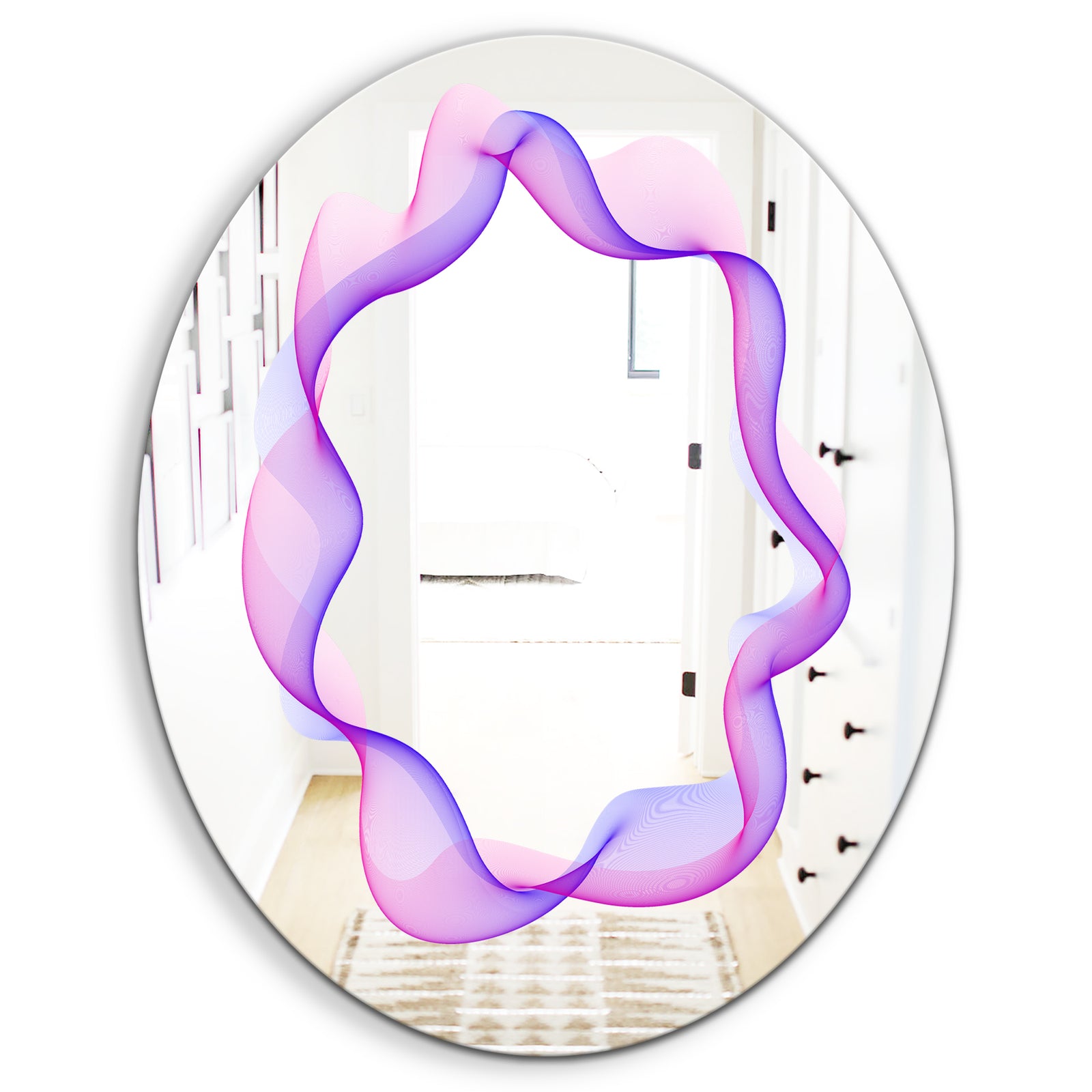 Abstract Round Purple - Modern Mirror - Contemporary Oval or Round Wall Mirror