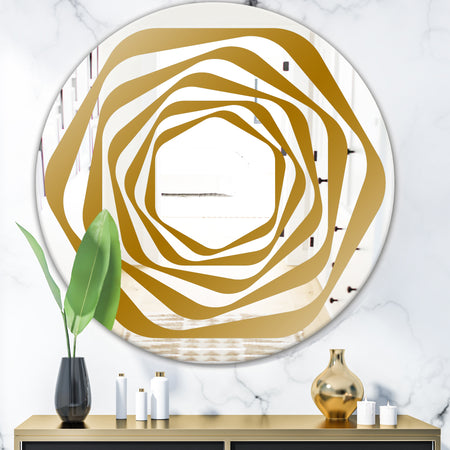 Geometric Mandala In Gold and White - Glam Mirror - Oval or Round Wall Mirror
