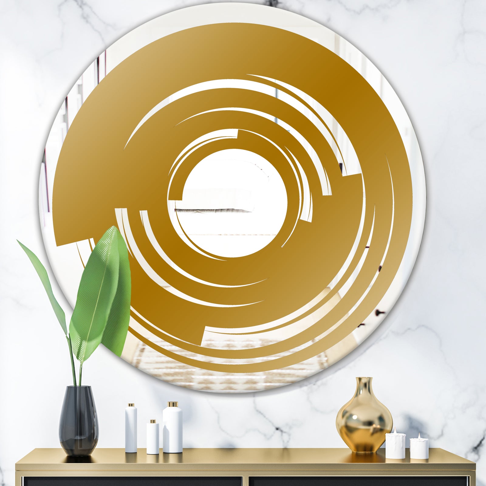Golden Vortex - Glam Mirror - Oval or Round Wall Mirror