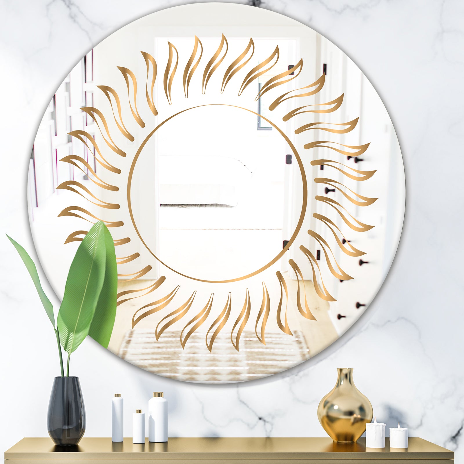 Golden Rays - Glam Mirror - Oval and Circle Wall Mirror