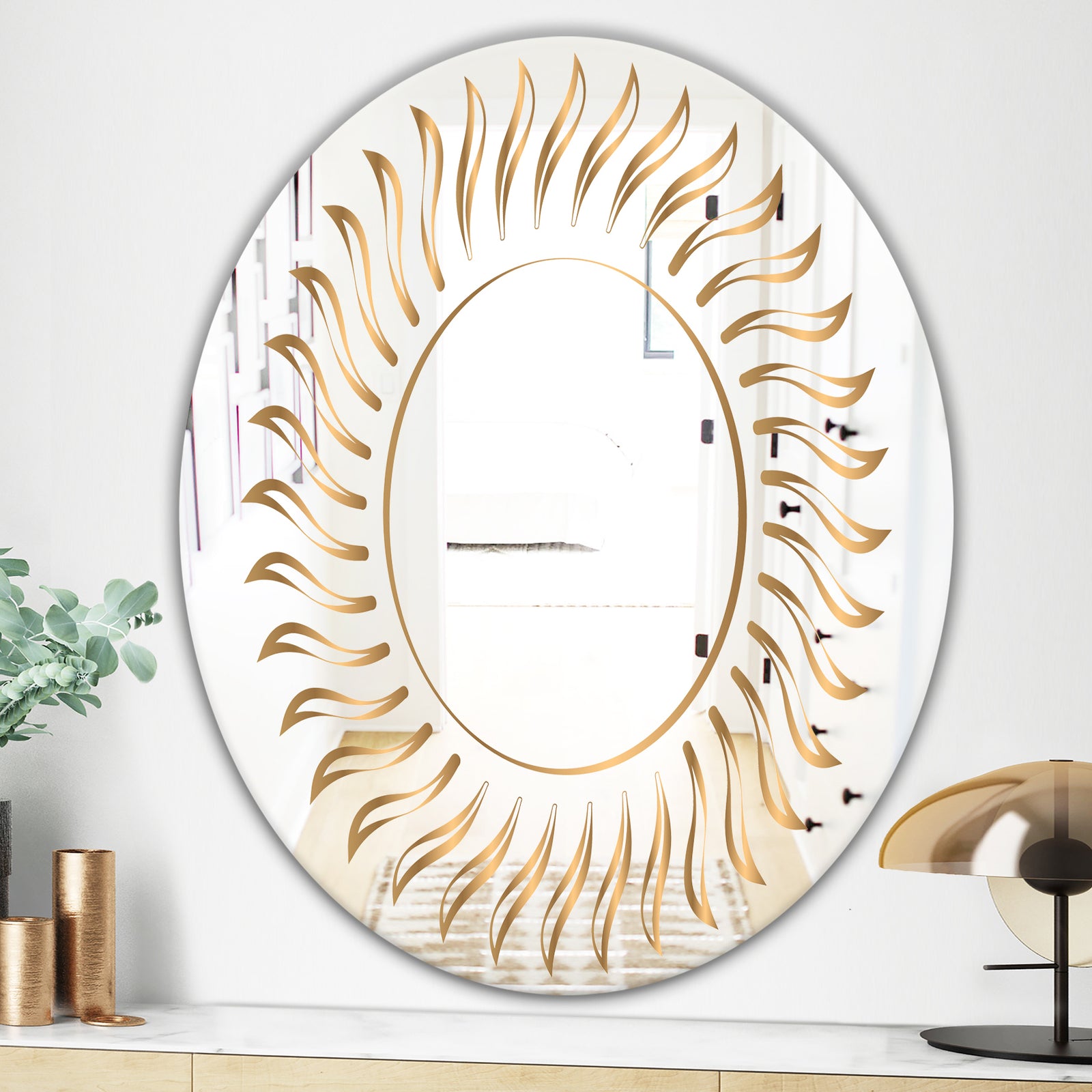 Golden Rays - Glam Mirror - Oval and Circle Wall Mirror