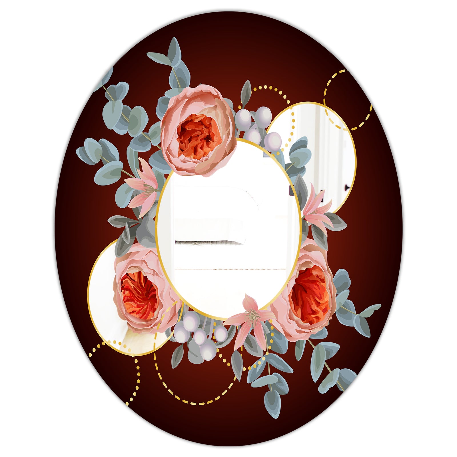 Floral Rings - Traditional Mirror - Oval or Round Wall Mirror