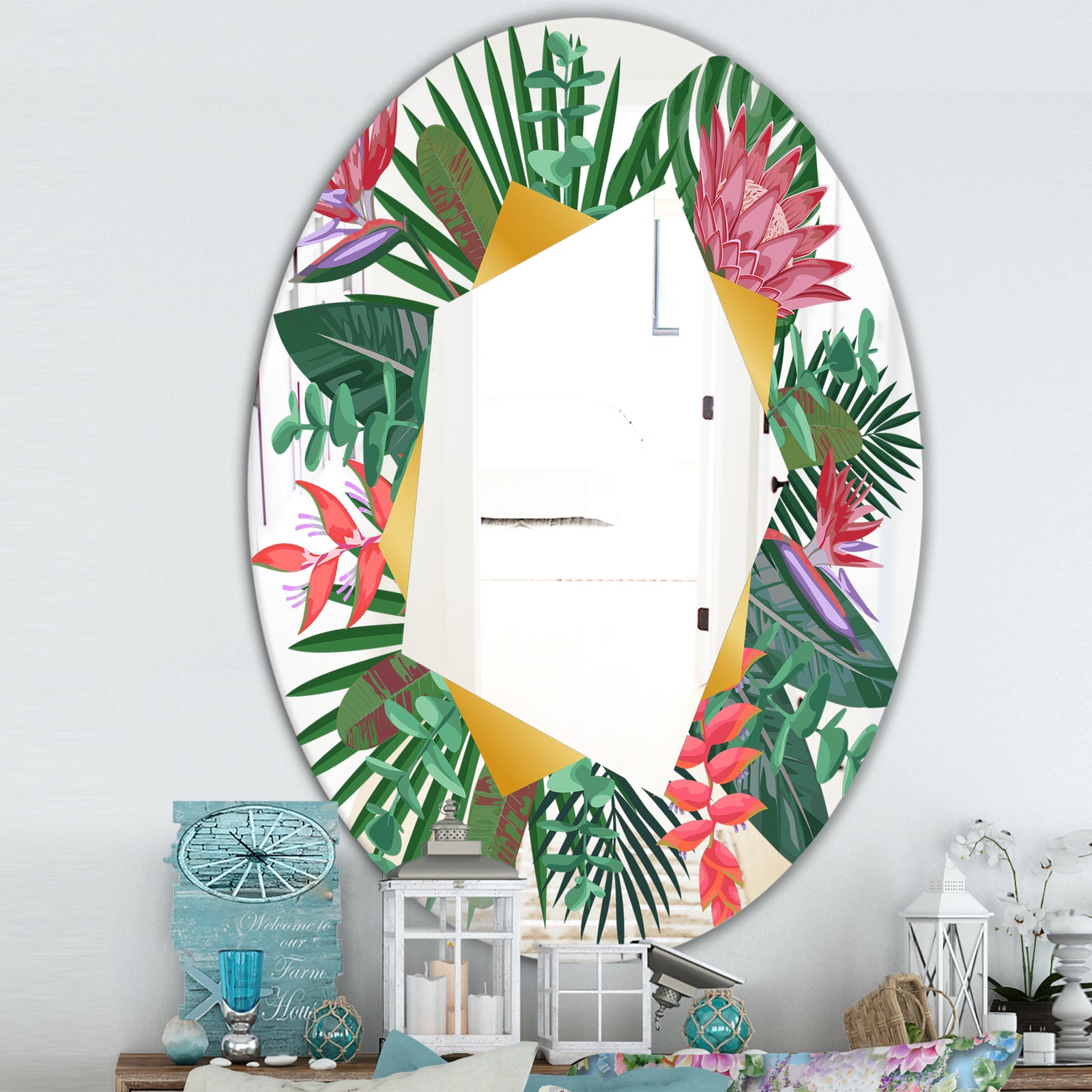 Efflorescent Gold Abundance 1 - Traditional Mirror - Oval or Round Wall Mirror