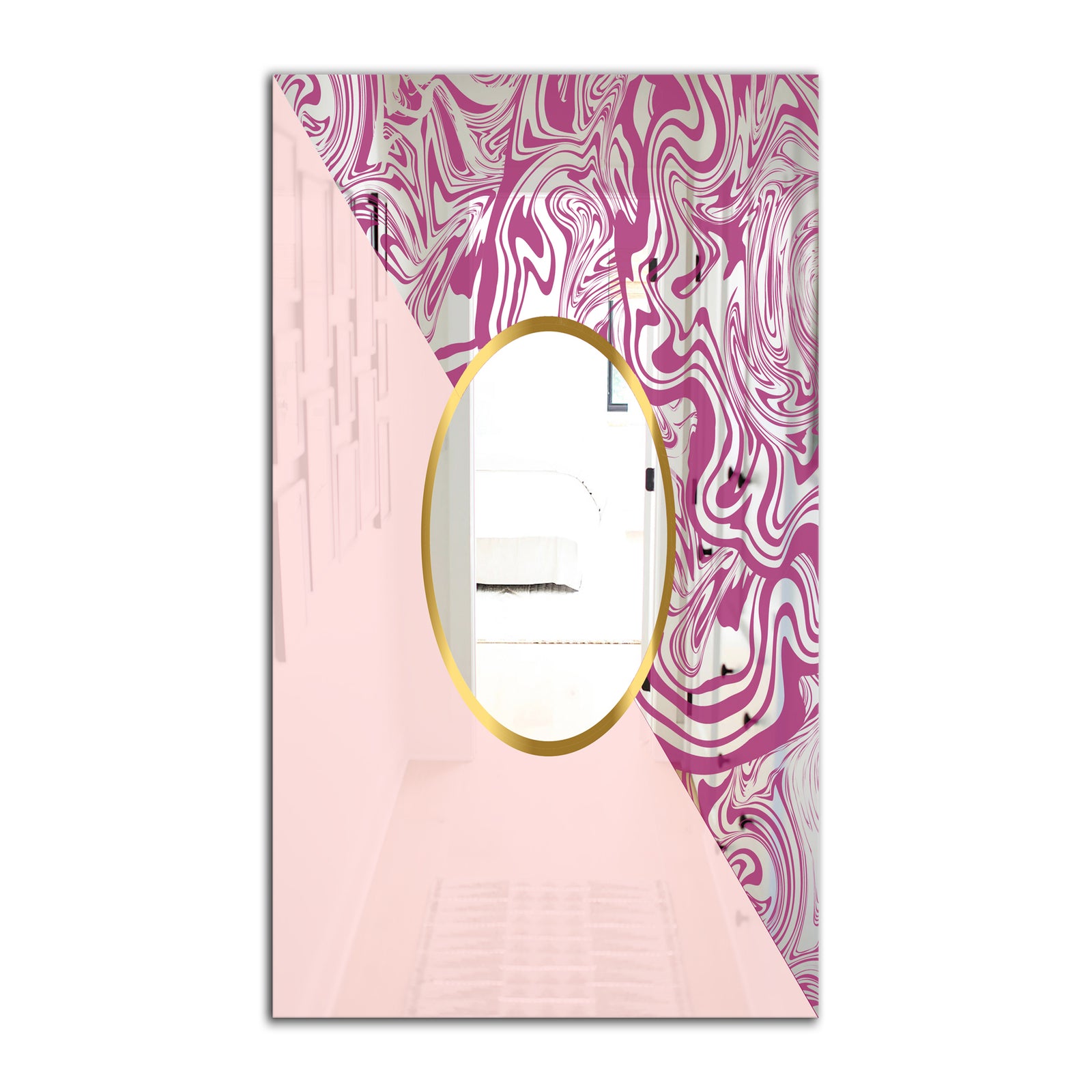 Marbled Pink Marble 1 - Mid-Century Mirror - Wall Mirror