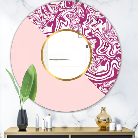 Marbled Pink Marble 1 - Mid-Century Mirror - Oval or Round Wall Mirror