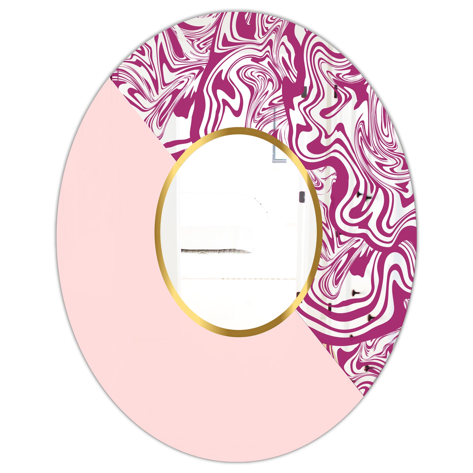 Marbled Pink Marble 1 - Mid-Century Mirror - Oval or Round Wall Mirror